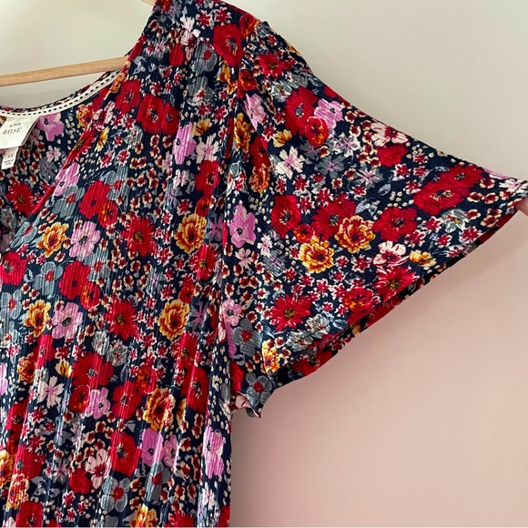 Knox Rose Multi-Colored Floral High-Low Maxi Dress Button Front Ruffe Size 2X - Picture 7 of 16